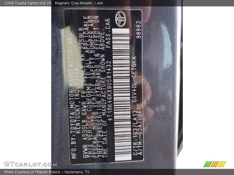 Magnetic Gray Metallic / Ash 2009 Toyota Camry XLE V6