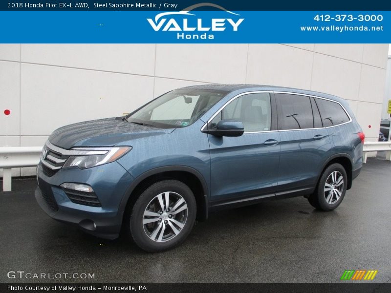 Steel Sapphire Metallic / Gray 2018 Honda Pilot EX-L AWD