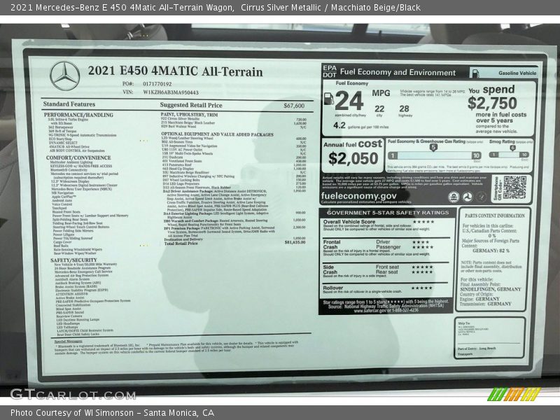 Cirrus Silver Metallic / Macchiato Beige/Black 2021 Mercedes-Benz E 450 4Matic All-Terrain Wagon