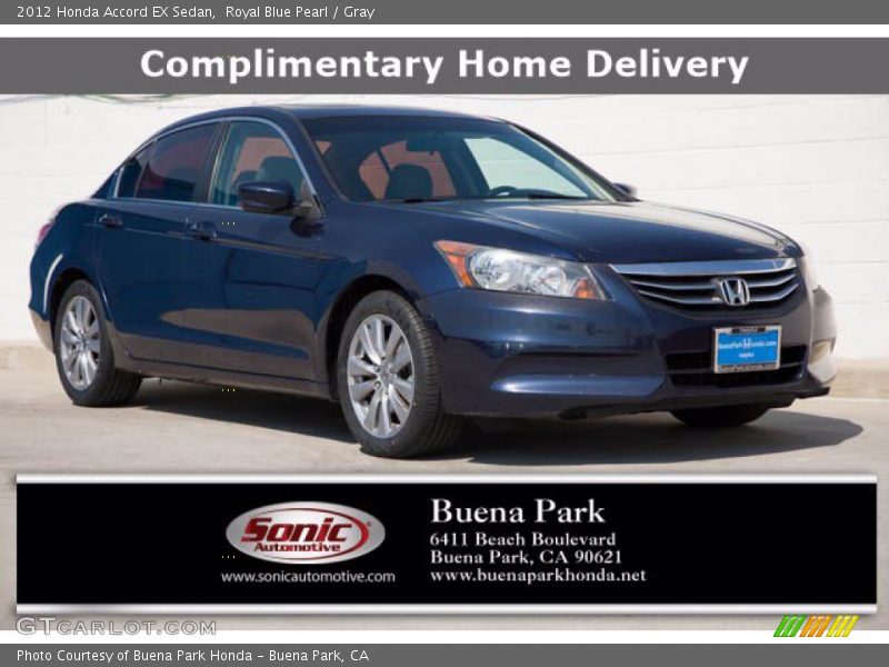 Royal Blue Pearl / Gray 2012 Honda Accord EX Sedan