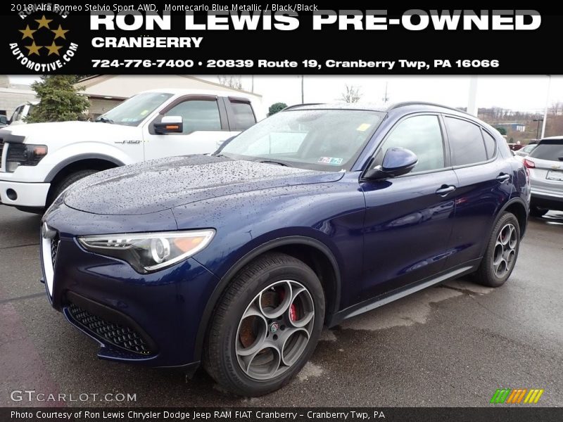 Montecarlo Blue Metallic / Black/Black 2018 Alfa Romeo Stelvio Sport AWD