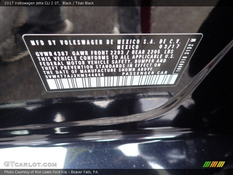 Black / Titan Black 2017 Volkswagen Jetta GLI 2.0T