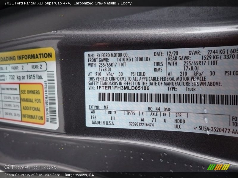 Carbonized Gray Metallic / Ebony 2021 Ford Ranger XLT SuperCab 4x4