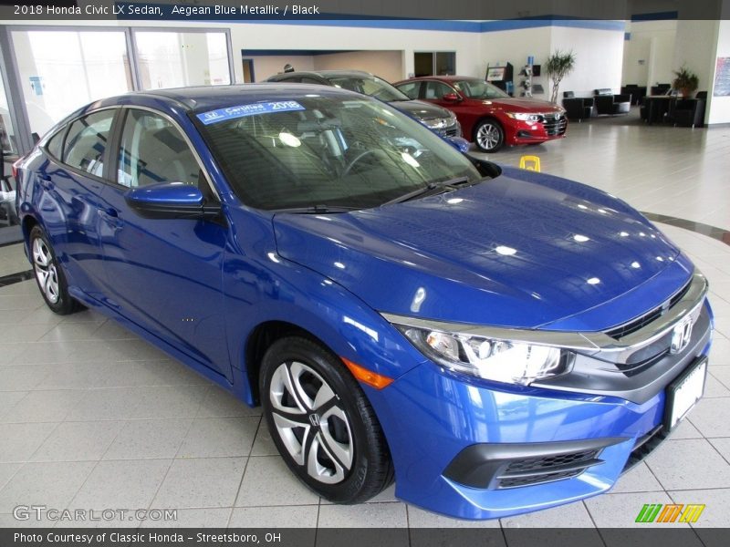 Aegean Blue Metallic / Black 2018 Honda Civic LX Sedan