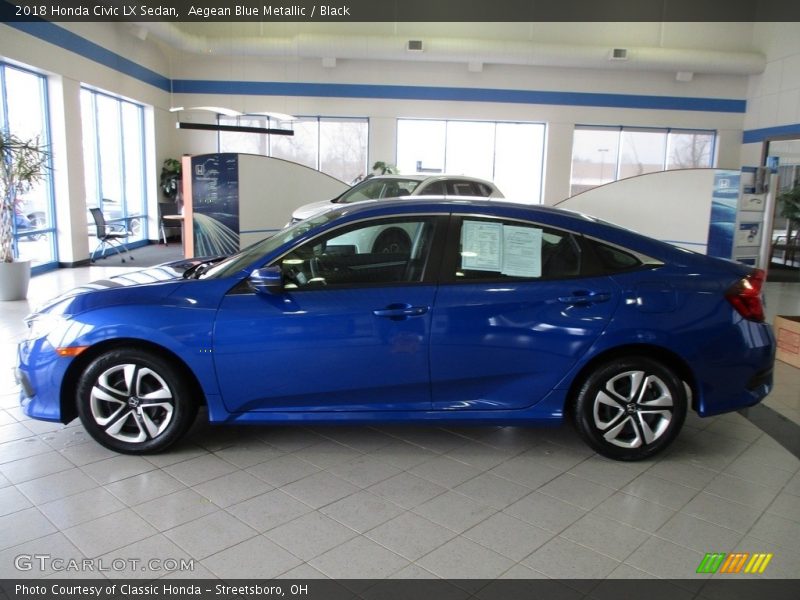 Aegean Blue Metallic / Black 2018 Honda Civic LX Sedan