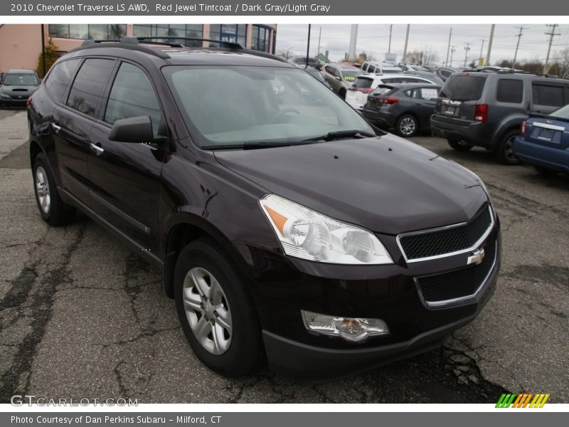 Red Jewel Tintcoat / Dark Gray/Light Gray 2010 Chevrolet Traverse LS AWD