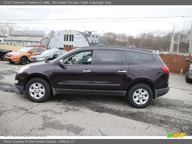 Red Jewel Tintcoat / Dark Gray/Light Gray 2010 Chevrolet Traverse LS AWD