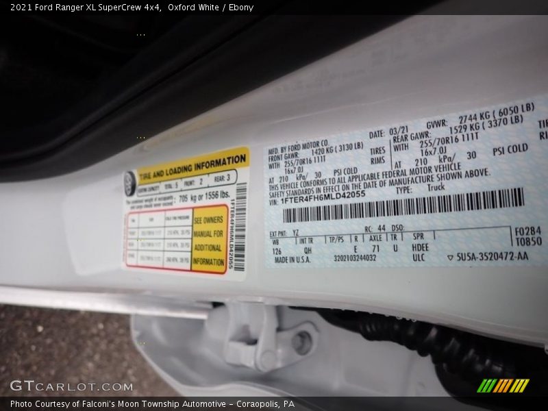 Oxford White / Ebony 2021 Ford Ranger XL SuperCrew 4x4
