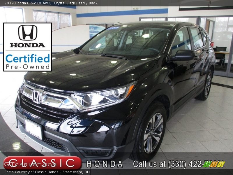 Crystal Black Pearl / Black 2019 Honda CR-V LX AWD