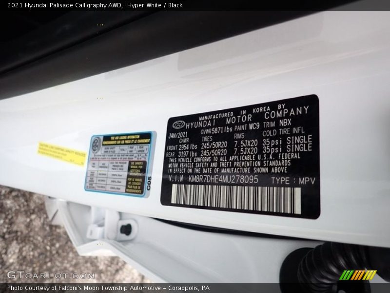 Hyper White / Black 2021 Hyundai Palisade Calligraphy AWD