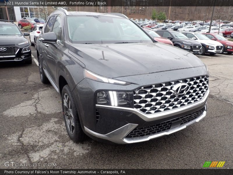 Portofino Gray / Black 2021 Hyundai Santa Fe Limited AWD
