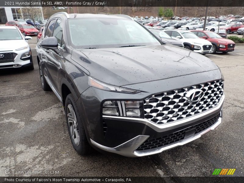 Portofino Gray / Gray 2021 Hyundai Santa Fe SEL AWD