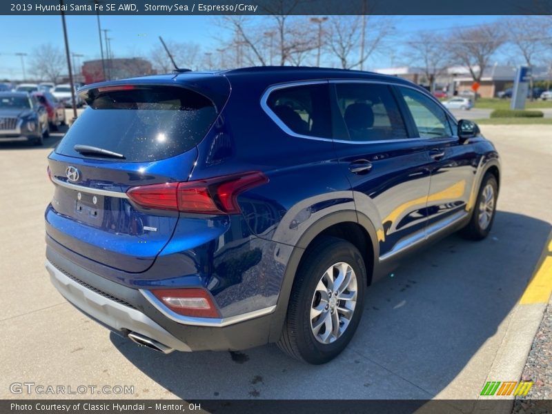 Stormy Sea / Espresso/Gray 2019 Hyundai Santa Fe SE AWD