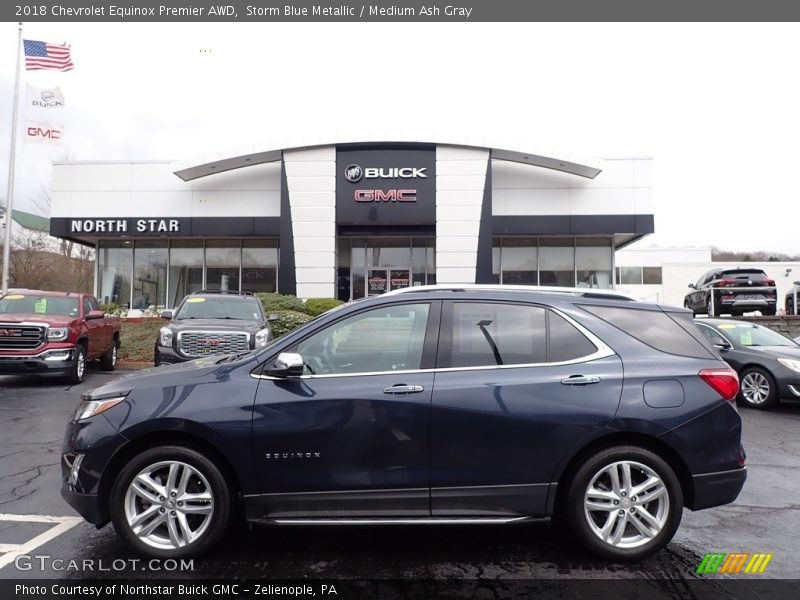 Storm Blue Metallic / Medium Ash Gray 2018 Chevrolet Equinox Premier AWD