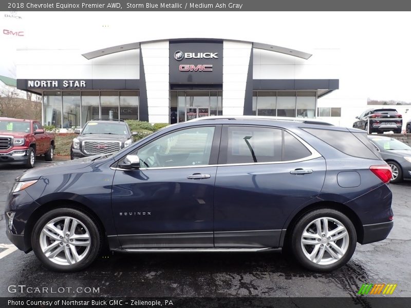 Storm Blue Metallic / Medium Ash Gray 2018 Chevrolet Equinox Premier AWD