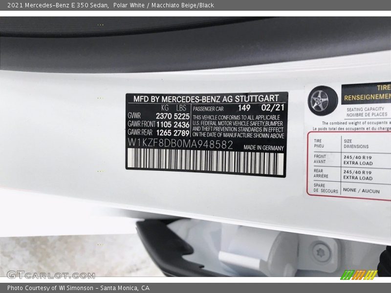 Polar White / Macchiato Beige/Black 2021 Mercedes-Benz E 350 Sedan