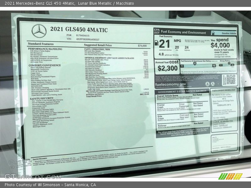 Lunar Blue Metallic / Macchiato 2021 Mercedes-Benz GLS 450 4Matic