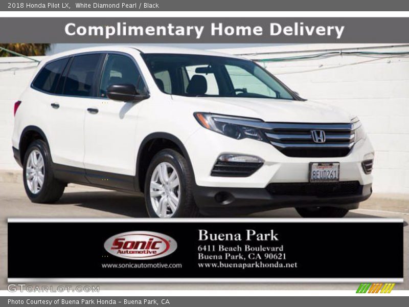 White Diamond Pearl / Black 2018 Honda Pilot LX