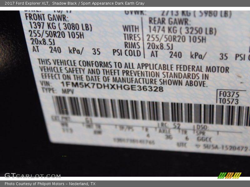 Shadow Black / Sport Appearance Dark Earth Gray 2017 Ford Explorer XLT
