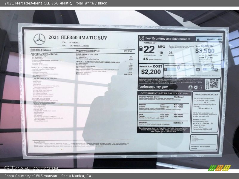 Polar White / Black 2021 Mercedes-Benz GLE 350 4Matic