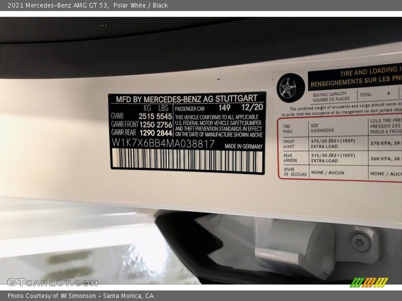 Polar White / Black 2021 Mercedes-Benz AMG GT 53