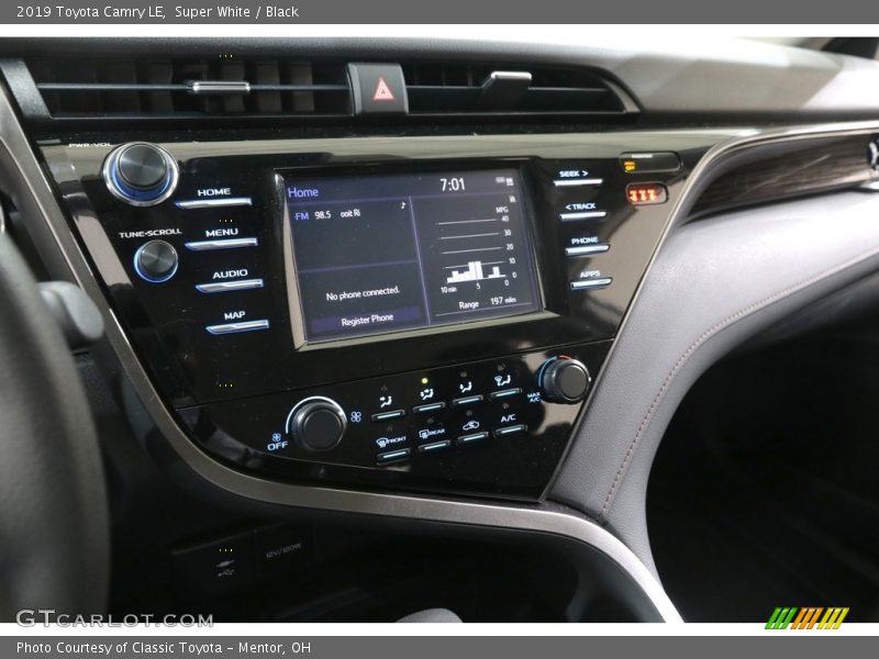 Super White / Black 2019 Toyota Camry LE