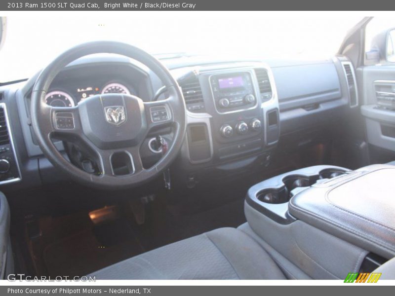 Bright White / Black/Diesel Gray 2013 Ram 1500 SLT Quad Cab