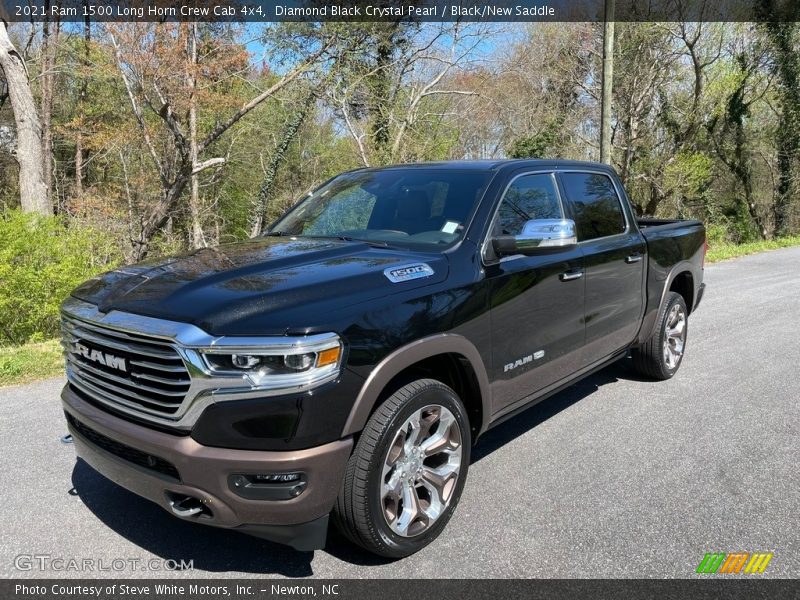 Diamond Black Crystal Pearl / Black/New Saddle 2021 Ram 1500 Long Horn Crew Cab 4x4