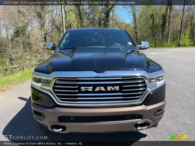 Diamond Black Crystal Pearl / Black/New Saddle 2021 Ram 1500 Long Horn Crew Cab 4x4
