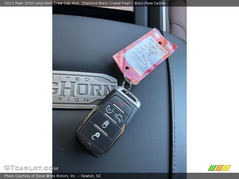 Diamond Black Crystal Pearl / Black/New Saddle 2021 Ram 1500 Long Horn Crew Cab 4x4