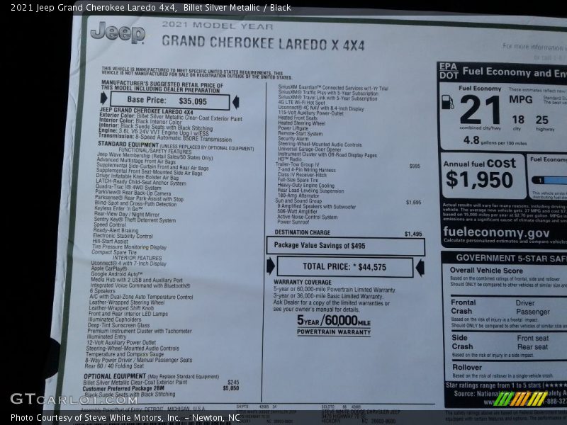 Billet Silver Metallic / Black 2021 Jeep Grand Cherokee Laredo 4x4