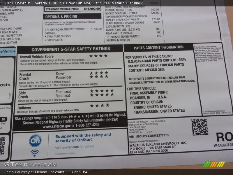 Satin Steel Metallic / Jet Black 2021 Chevrolet Silverado 1500 RST Crew Cab 4x4