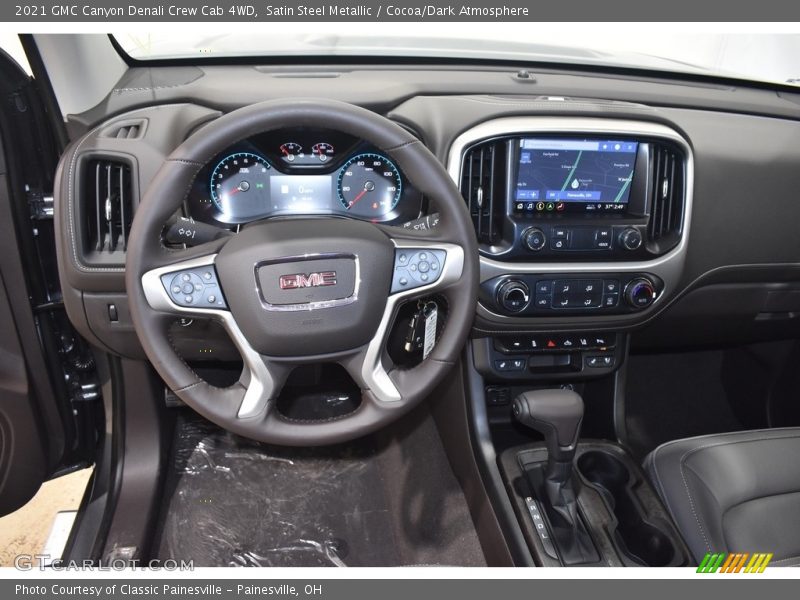 Satin Steel Metallic / Cocoa/Dark Atmosphere 2021 GMC Canyon Denali Crew Cab 4WD