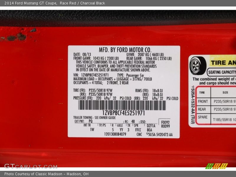 Race Red / Charcoal Black 2014 Ford Mustang GT Coupe