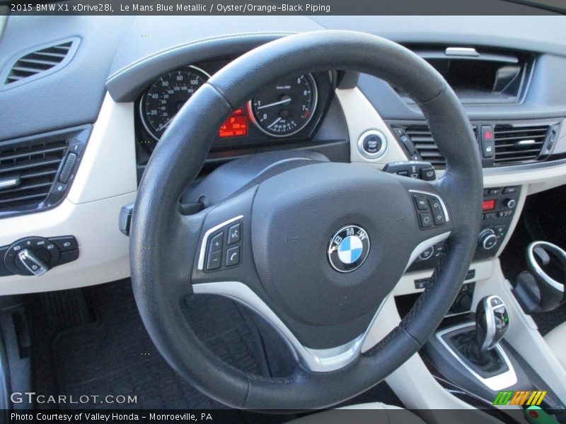 Le Mans Blue Metallic / Oyster/Orange-Black Piping 2015 BMW X1 xDrive28i