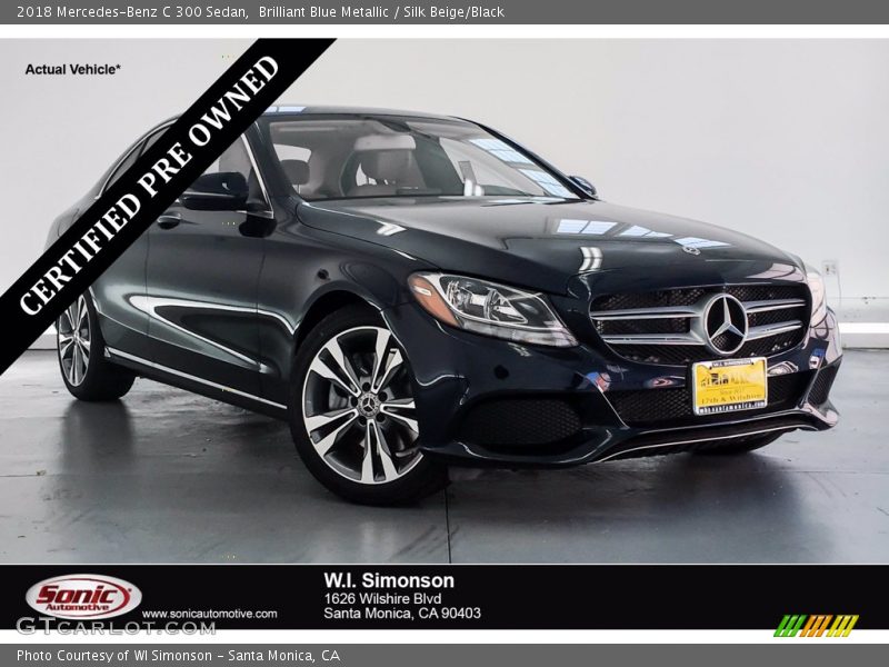 Brilliant Blue Metallic / Silk Beige/Black 2018 Mercedes-Benz C 300 Sedan