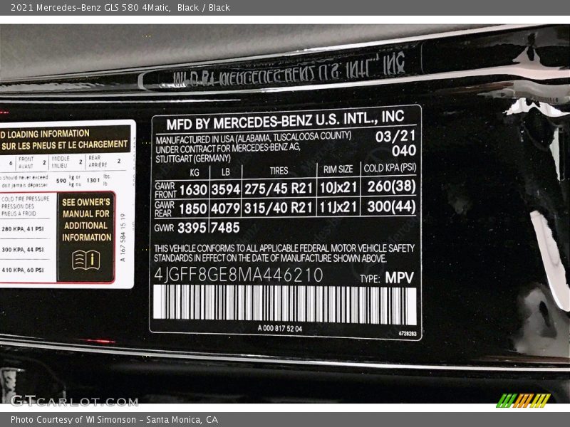 Black / Black 2021 Mercedes-Benz GLS 580 4Matic