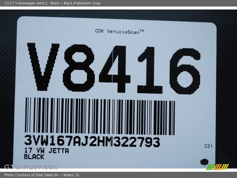 Black / Black/Palladium Gray 2017 Volkswagen Jetta S