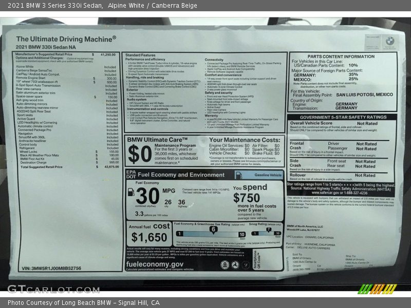 Alpine White / Canberra Beige 2021 BMW 3 Series 330i Sedan