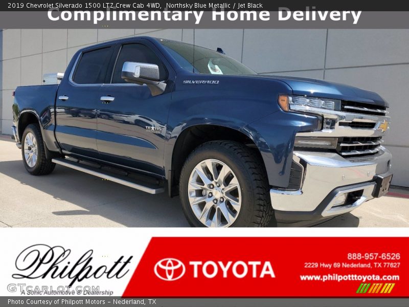 Northsky Blue Metallic / Jet Black 2019 Chevrolet Silverado 1500 LTZ Crew Cab 4WD