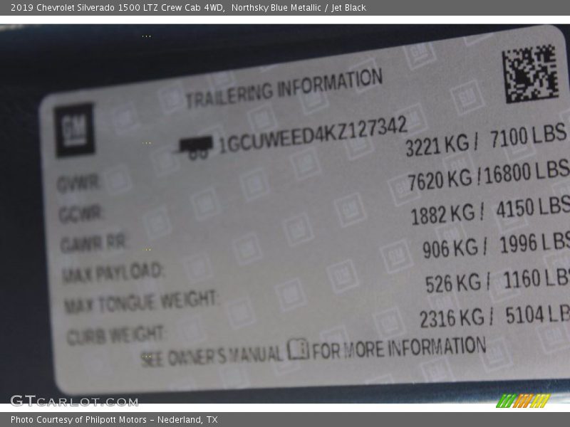 Northsky Blue Metallic / Jet Black 2019 Chevrolet Silverado 1500 LTZ Crew Cab 4WD