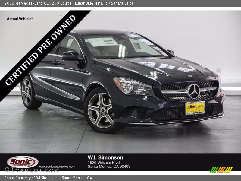 Lunar Blue Metallic / Sahara Beige 2018 Mercedes-Benz CLA 250 Coupe
