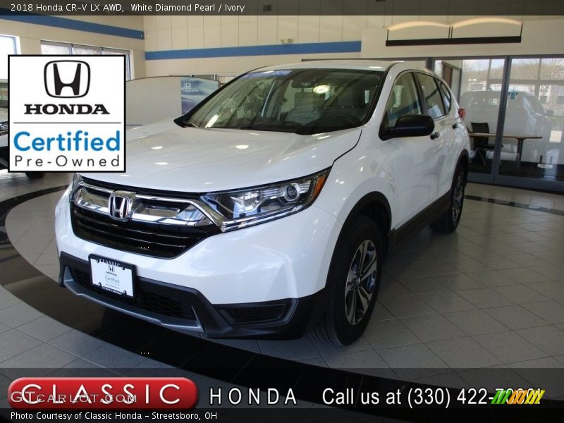 White Diamond Pearl / Ivory 2018 Honda CR-V LX AWD