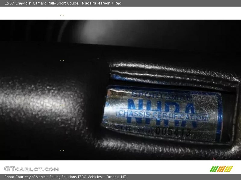 Madeira Maroon / Red 1967 Chevrolet Camaro Rally Sport Coupe