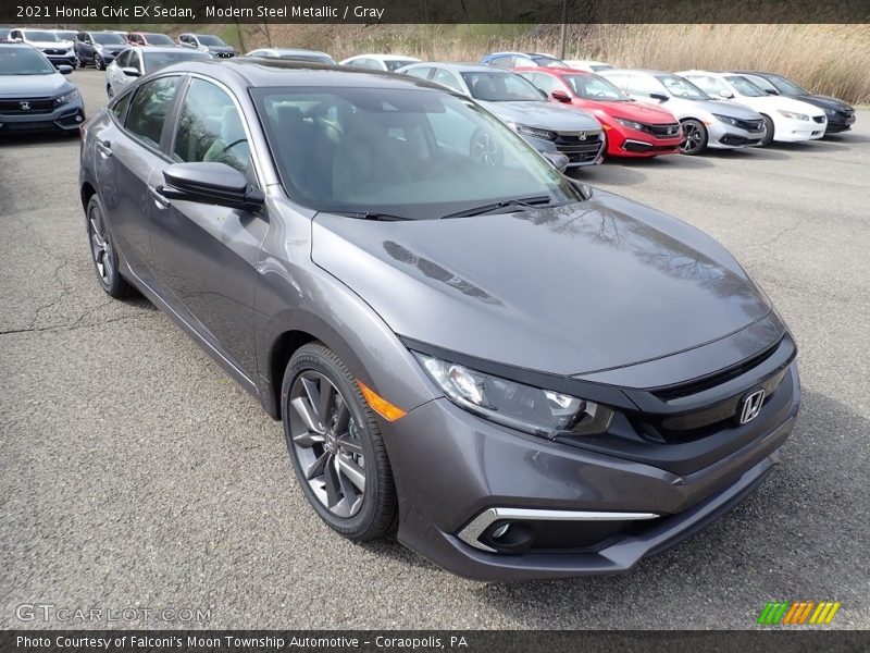 Modern Steel Metallic / Gray 2021 Honda Civic EX Sedan