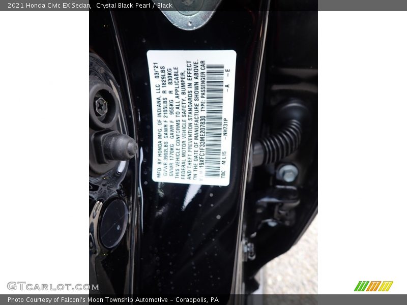 Crystal Black Pearl / Black 2021 Honda Civic EX Sedan