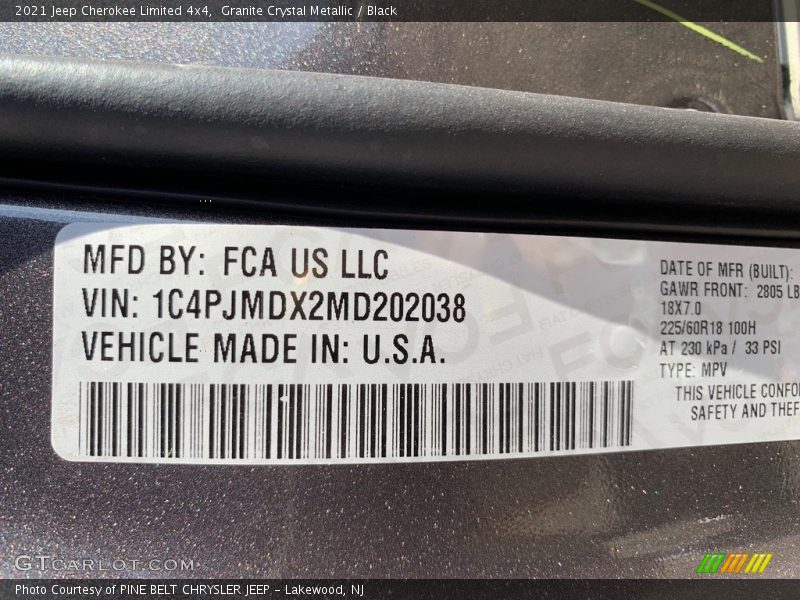 Granite Crystal Metallic / Black 2021 Jeep Cherokee Limited 4x4