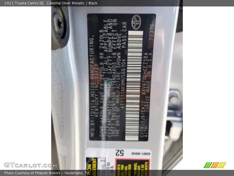 Celestial Silver Metallic / Black 2021 Toyota Camry SE