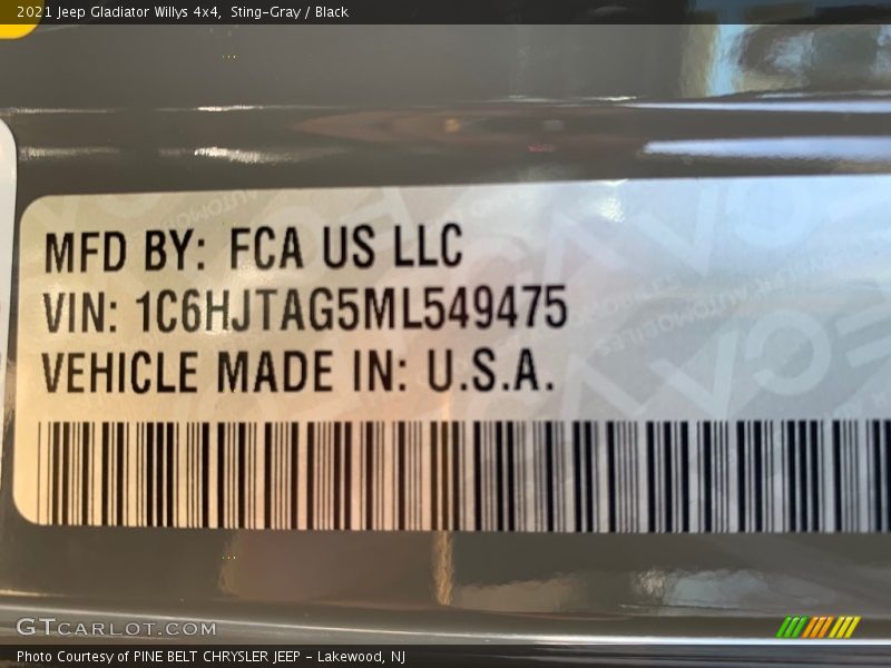Sting-Gray / Black 2021 Jeep Gladiator Willys 4x4