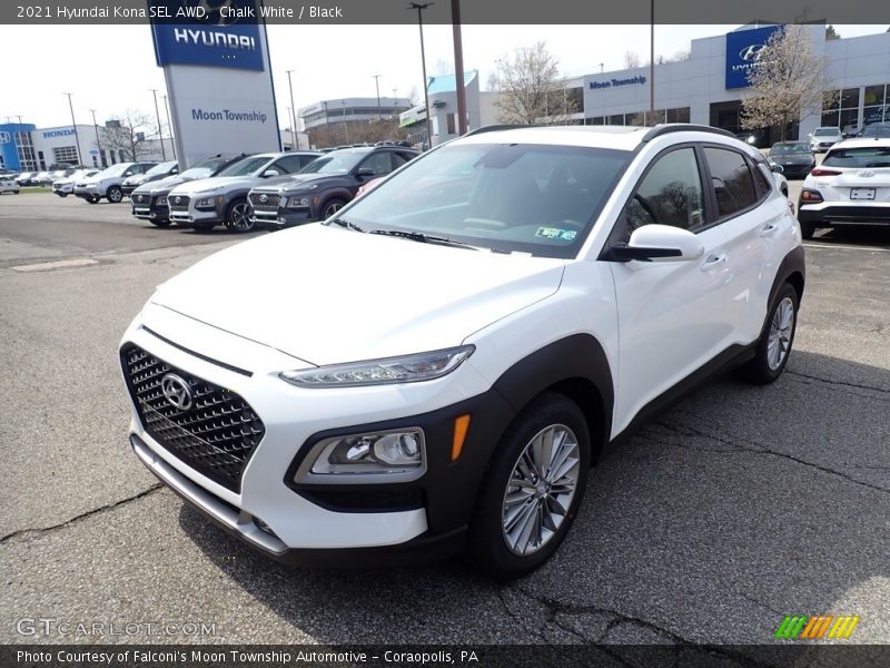 Chalk White / Black 2021 Hyundai Kona SEL AWD